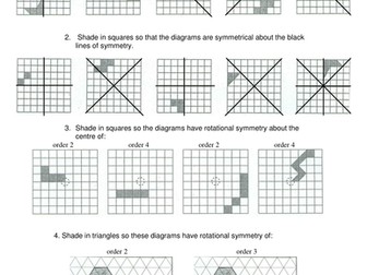 Maths: Symmetry worksheet - challenging