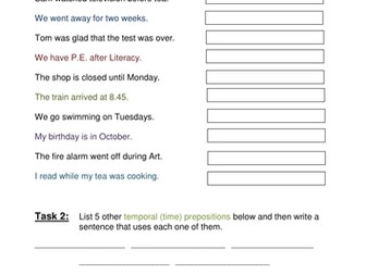 Temporal (Time) Prepositions