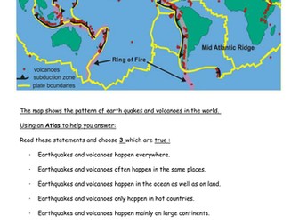Location of earthquakes and volcanoes