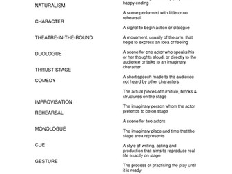 Matching up drama/theatre terms
