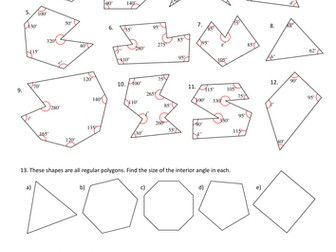 KS3 Maths Angles in Polygons worksheet