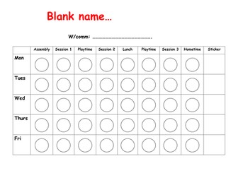 Smiley face behaviour management chart