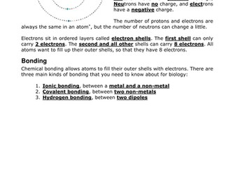 Atoms and Bonding for Biologists