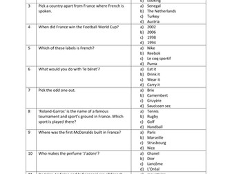 French Quiz / web quest