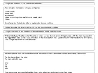 Word processing exercises