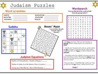 Judaism Puzzle sheet