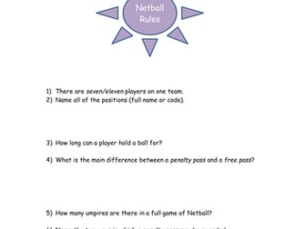 Netball Umpire Worksheet