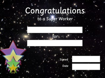 Space themed certificates