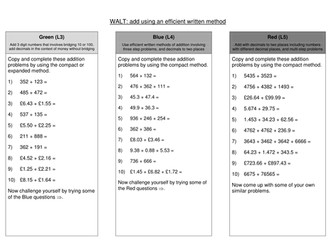 Addition, subtraction and multiplication