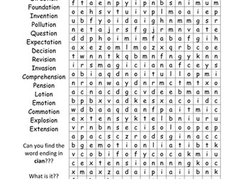 tion sion word search~ Year 4