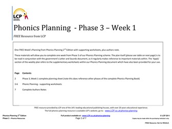 Phonics Planning Phase 3 Letters and Sounds