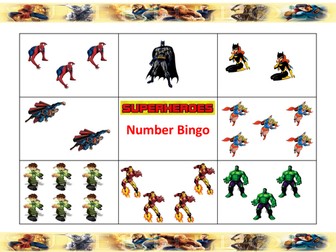Superheroes/Princess number bingo