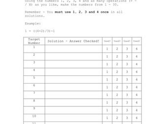 Maths Investigation - Making Numbers
