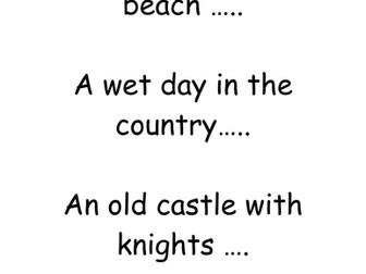 Scenarios to encourage imaginative play/writing