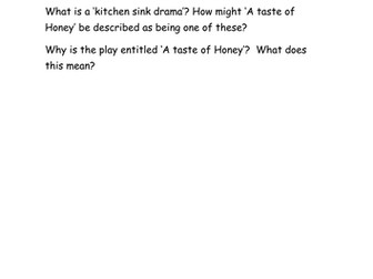 General questions on 'A taste of Honey'