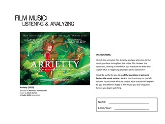 Arrietty: Watching, Listening & Analysis activity