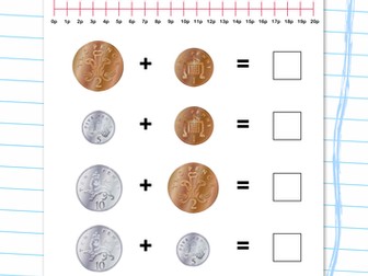 Money addition: 1p, 2p, 5p, 10p
