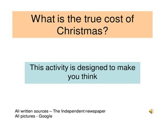 Cost Of Christmas - Writing to persuade