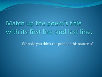 Lesson 2 - Content of the Poems