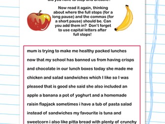 Full stops, commas and capital letters practice