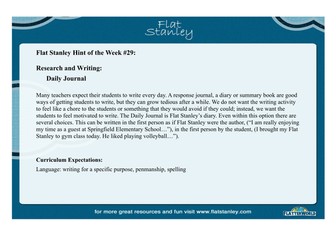 Flat Stanley journal writing