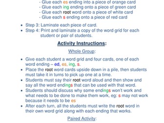 Word Endings - A Multi-Sensory Activity