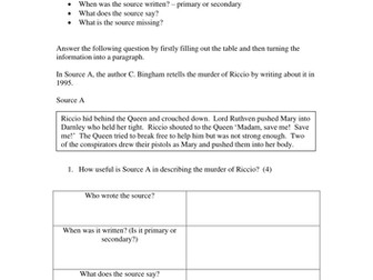 Enquiry Skills (Sources) Help sheets