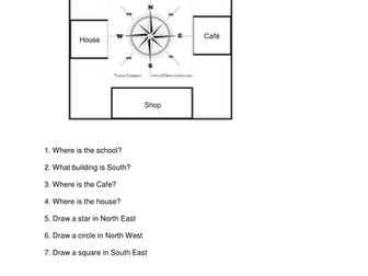 Compass points worksheets (differentiated)