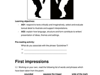 'Quickdraw' by Carol Ann Duffy - Teaching Resource
