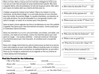 Ma maison et ma ville worksheet