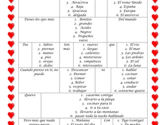 Querida Valentin / scaffolded Spanish love letter