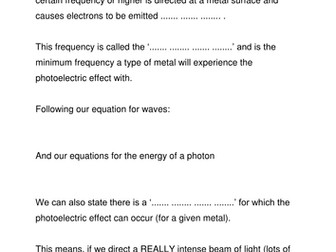 Photoelectricity notes for As Level Physics