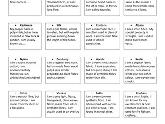 Fibres & fabrics starter loop activity