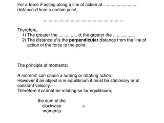 Principle of Moments notes for As Level Physics