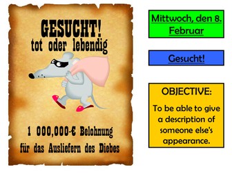 Gesucht! Wanted poster for German