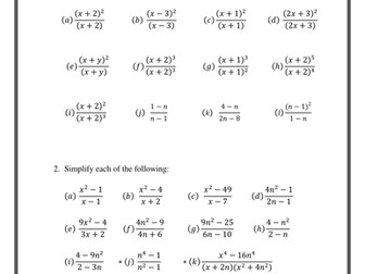 Algebraic Fractions, GCSE Higher A/A* with answers