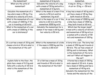 Momentum- differnetiated questions