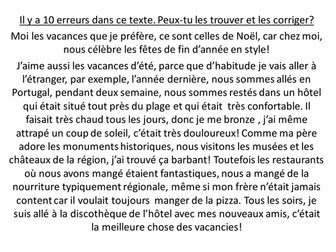 les vacances corrige les erreurs