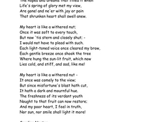 Unseen Poem Homework Sheet