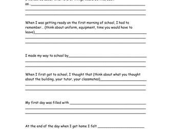 First Day At Secondary School Writing Frame