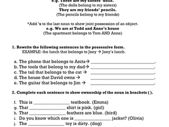 Apostrophes to show posession