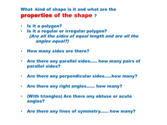 Properties of 2D shapes