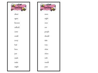 Spellings book mark