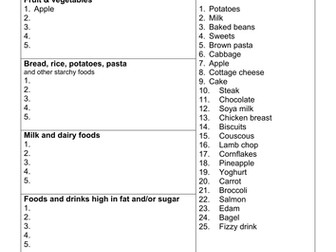 Different types of food