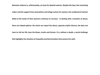 A2 Translation test - paragraph on domestic violence