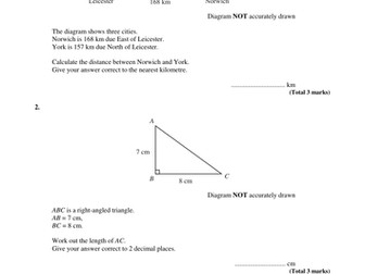 GCSE Pythagoras Theorem D to C Revision Questions