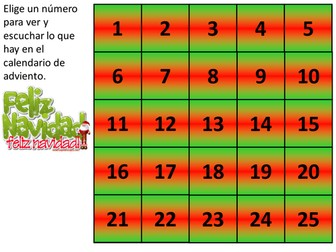 Numbers 1-25 practice activity – advent calendar