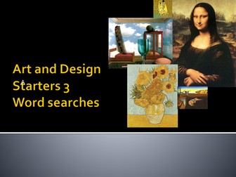 Art and Design Starters Word searches