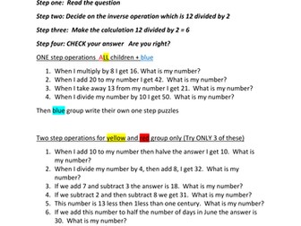 Number Puzzles (needing inverse operations)