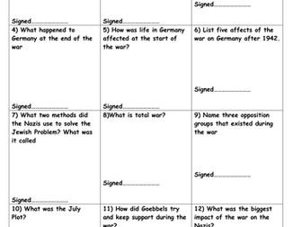 Team Bingo: Germany WW2